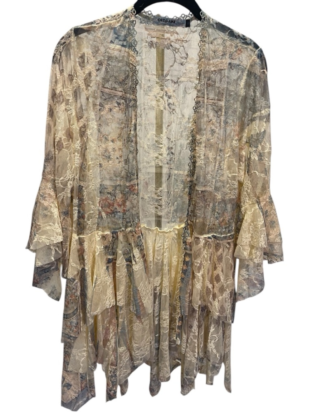 ORIGAMI Lace Floral Kimono in Cream and Soft Pastels